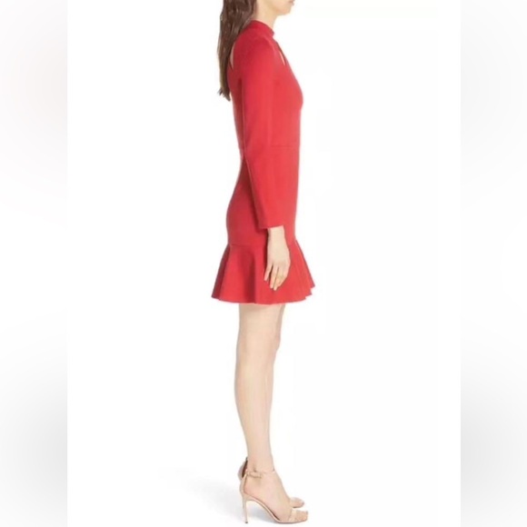 Alice + Olivia Marisela Mock Neck Cutout Mini Dress Size 0 Red NWT - Picture 5 of 11